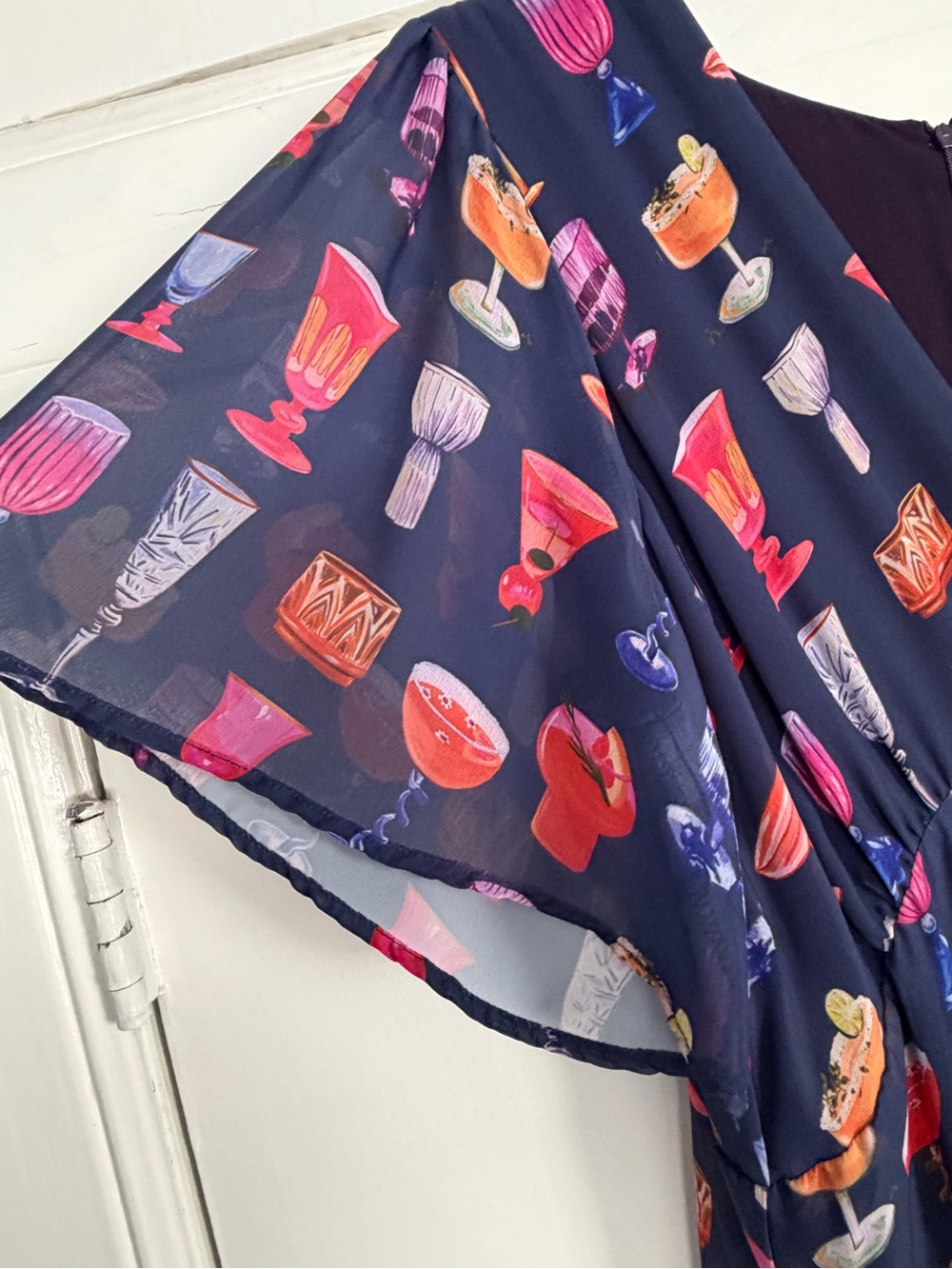 Nuudly Navy Dress with Colorful Cocktail Print - Picture 3 of 4